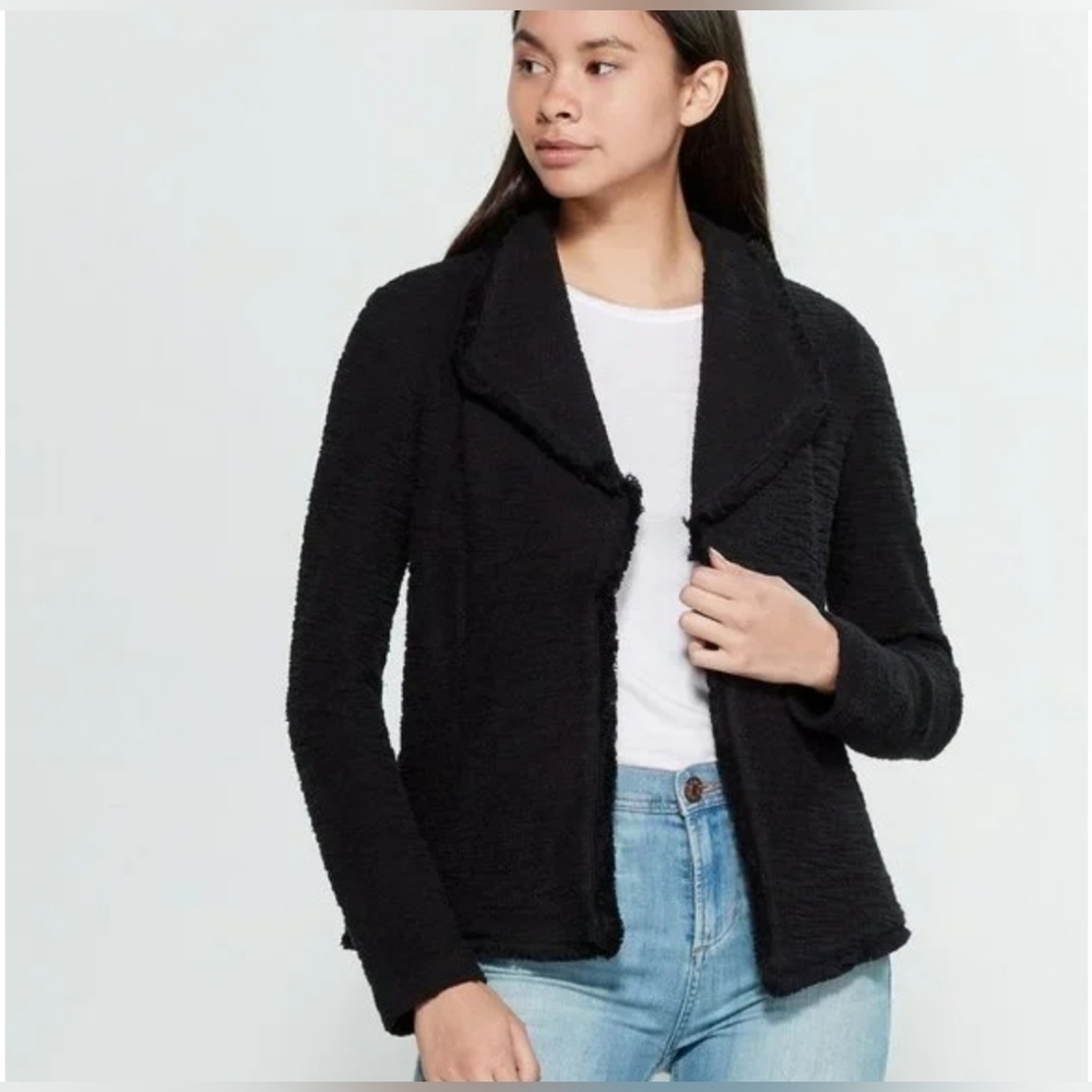 NWT, Premise Studio, Black, Textured Fringe, Lapel, Open Jacket Blazer, Size 8